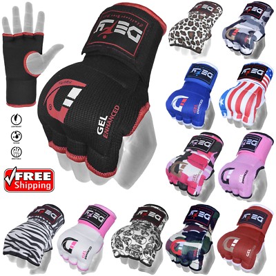 DEFY  Gel Padded Inner Gloves with Hand Wraps MMA Muay Thai Boxing Fight PAIR 