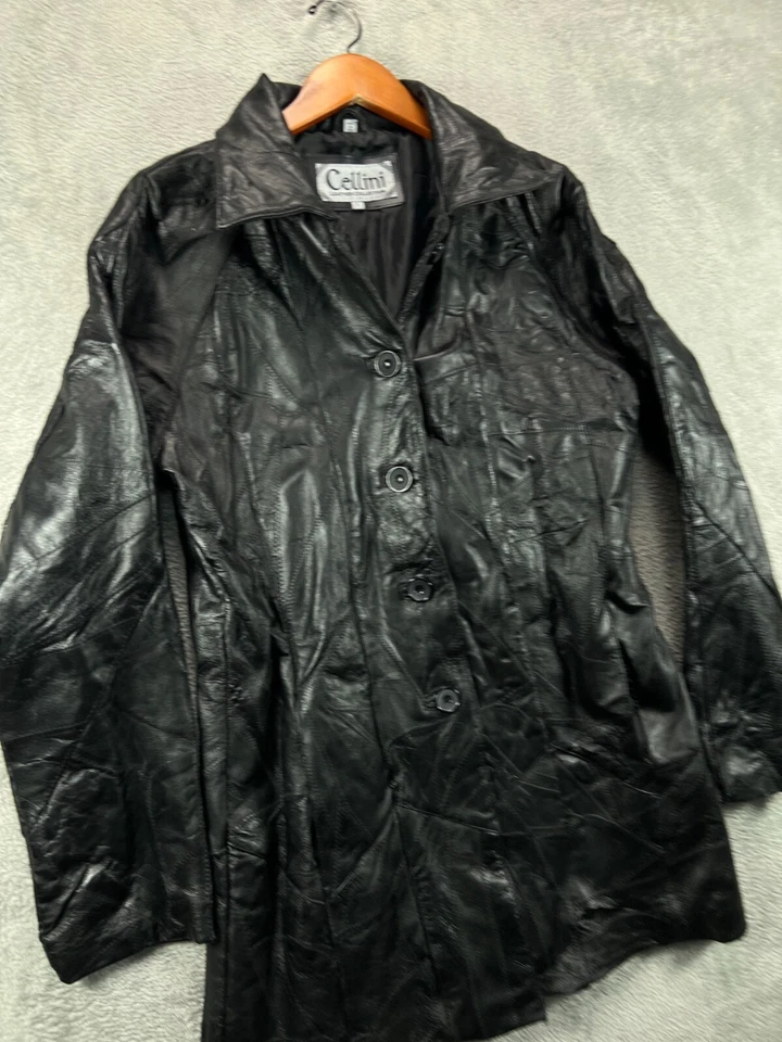 Chaqueta de Colección de Cuero Cellini Abrigo de Coche Mosaico Retazos para Mujer Grande de Colección Foto 4 de 4