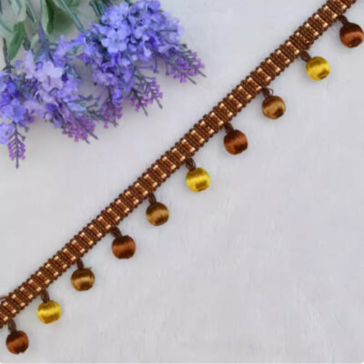 1m Curtain Trim Ribbon Pom Pom Bead Tassels Fringe Sewing Upholstery Decor Multi