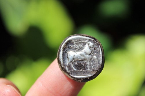 Moneda de plata griega Stater de Ainos, Tracia c. 382 - 379 aC - Imagen 6 de 12
