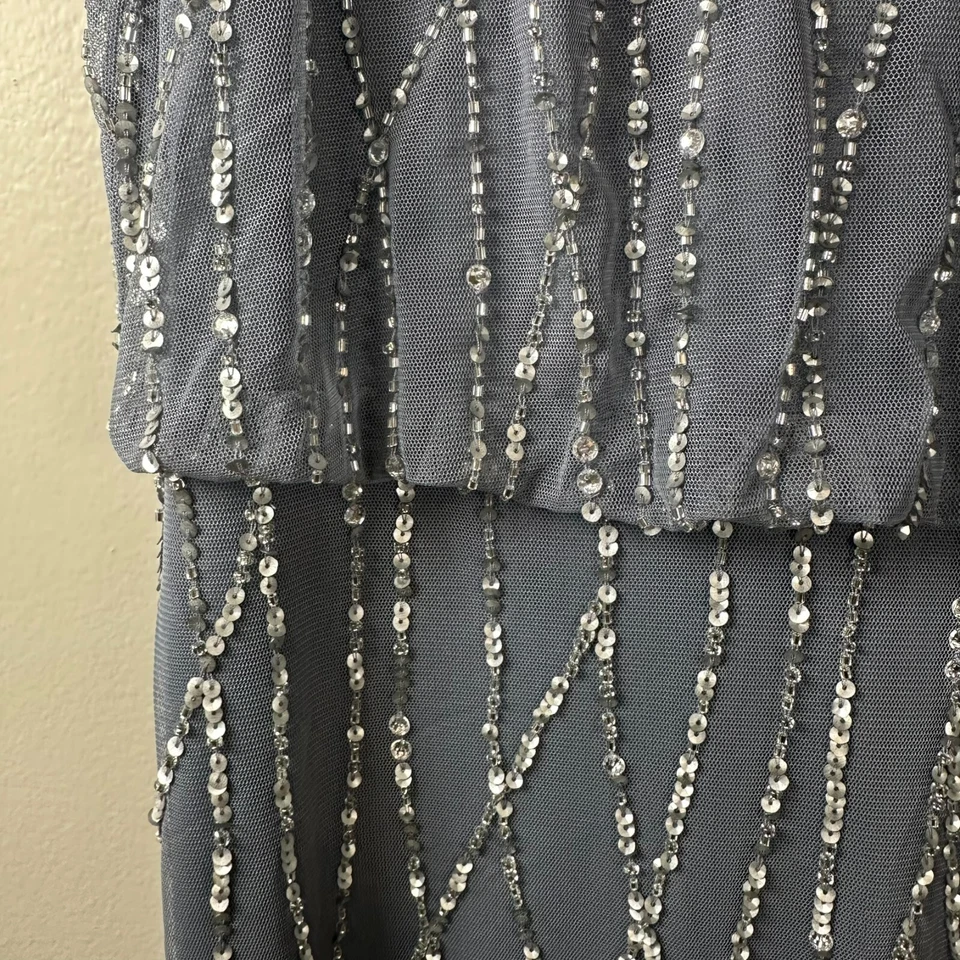 Adrianna Papell Brooklyn Slate Sequin Beaded Gown Size 6 Formal Wedding - Image 4 of 4