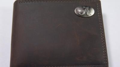 ZEP PRO Alabama Crimson Tide RTR Crazy Horse Leather Bifold Wallet Tin Gift Box