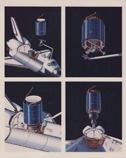 Space Shuttle Satellite Deployment NASA Art 1980s - Original NASA Photo