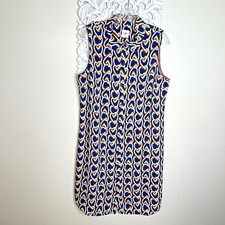 CABI Women's M Shirt DRESS Interlocking Hearts Collar Button Front Lined BLUE