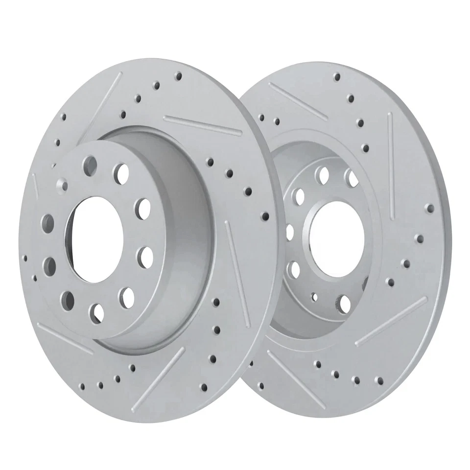 Juego de rotores de freno de disco perforados traseros para Audi A3 Q3 Quattro Volkswagen Bora CC Eos Foto 3 de 4