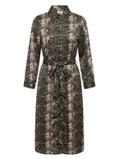 Zury Shirt Dress Size S/M Snake Print Midi Belted Long Sleeve Button Front NWT