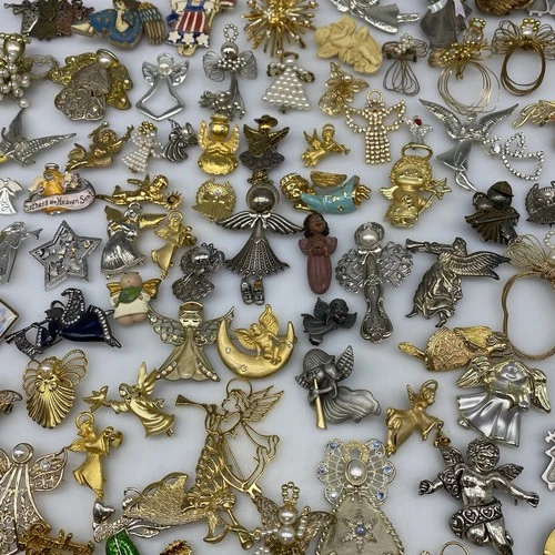 Huge Lot 100 Vintage ANGEL BROOCH Pins Brooches Rhinestone Costume Jewelry