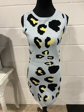 Leopard Print Women’s Sleeveless Sweater Dress Size Small Fitted