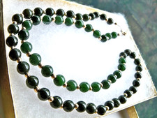 elegant jade necklace strung ON chain 12k gf jewelry Vintage beaded bead retro