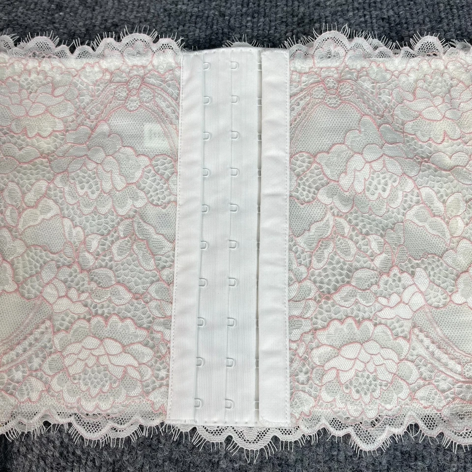 Cacique Women’s Lace Garter Belt 18/20 White Pink Floral Lingerie Hook & Eye - Image 4 of 4