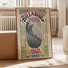 1985 Hawaii Surf Poster - Vintage Surfing Competition - Surfer Wall Art Decor
