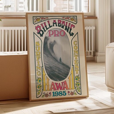1985 Hawaii Surf Poster - Vintage Surfing Competition - Surfer Wall Art Decor