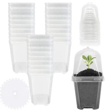 30PCS Clear Plant Nursery Pots with Humidity Dome - 3" Durable Plastic Garden...