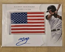 2015 Panini National Treasures Manny Machado Auto On Card W Flag Patch /25