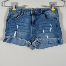 Lucky Brand Riley Short Girls Size 8 Blue New No Tags Distressed Frayed Denim