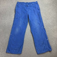VINTAGE French Trousers Adult 32x28 Blue Workwear Chore Faded Distressed Men