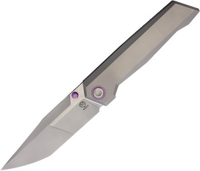 Poikilo Blade Salvator Framelock Gray Titanium Folding Bohler M398 Knife SLVTRS1