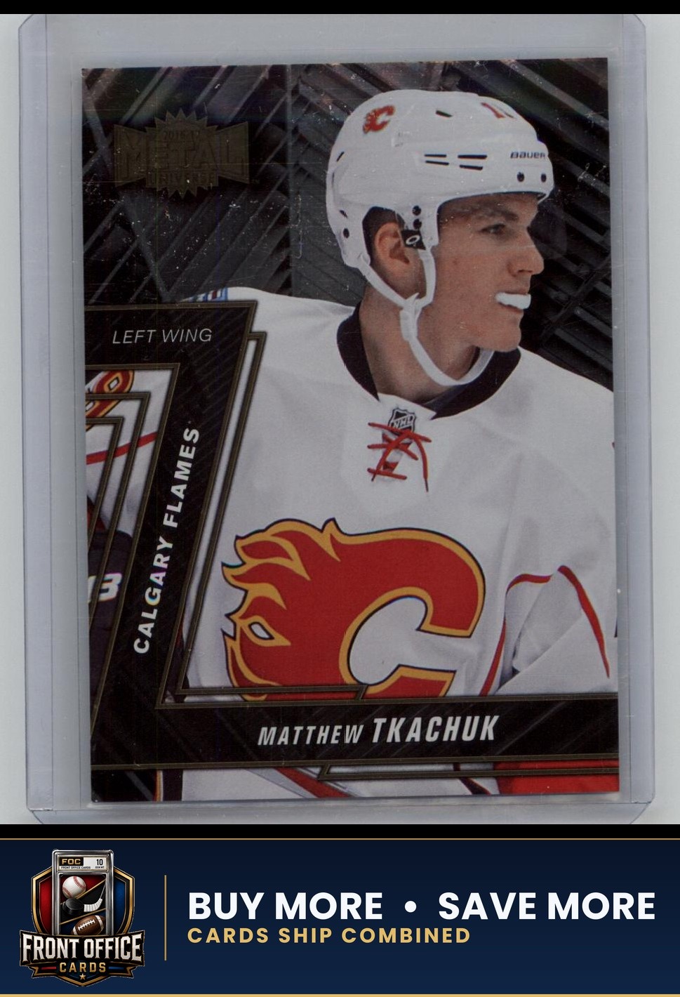 2016-17 Fleer Showcase #MU-21 Matthew Tkachuk Metal Universe Calgary Flames