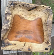 Mid Century Modern Live Edge Arturo Solano Wood Bowl 8” Hand Carved Costa Rico