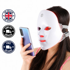 LED Face Mask Light Therapy 7 Colour Rechargeable Facial Skincare Beauty Device