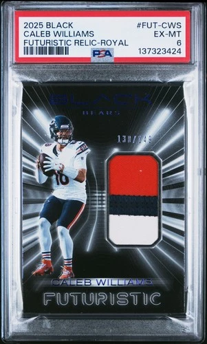 2025 PANINI BLACK FUTURISTIC RELICS ROYAL #FUT-CWS CALEB WILLIAMS 130/149 PSA 6