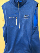 Columbia Men  s Blue Full Zip Fleece Vest Size M Winghaven Lodge Embroidered