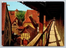 Vintage Rothenburg ob der Tauber Wehrgang Wall Postcard 1973 Germany