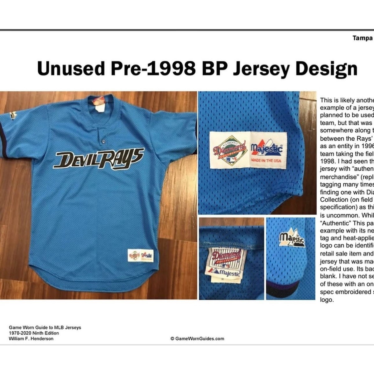 Tampa Bay Devil Rays 1998 Majestic SKY blue BP jersey L mesh MLB