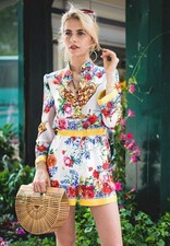 Dolce&Gabbana Majolica Floral Vase printed silk romper dress