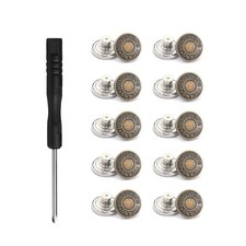 10PCS Metal Jeans Buttons 17mm No Sew Screw Replacement Repair Kit Set