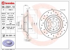 2X 08.C501.1X BREMBO Bremsscheibe für AUDI,AUDI (FAW),CUPRA,SEAT,SKODA