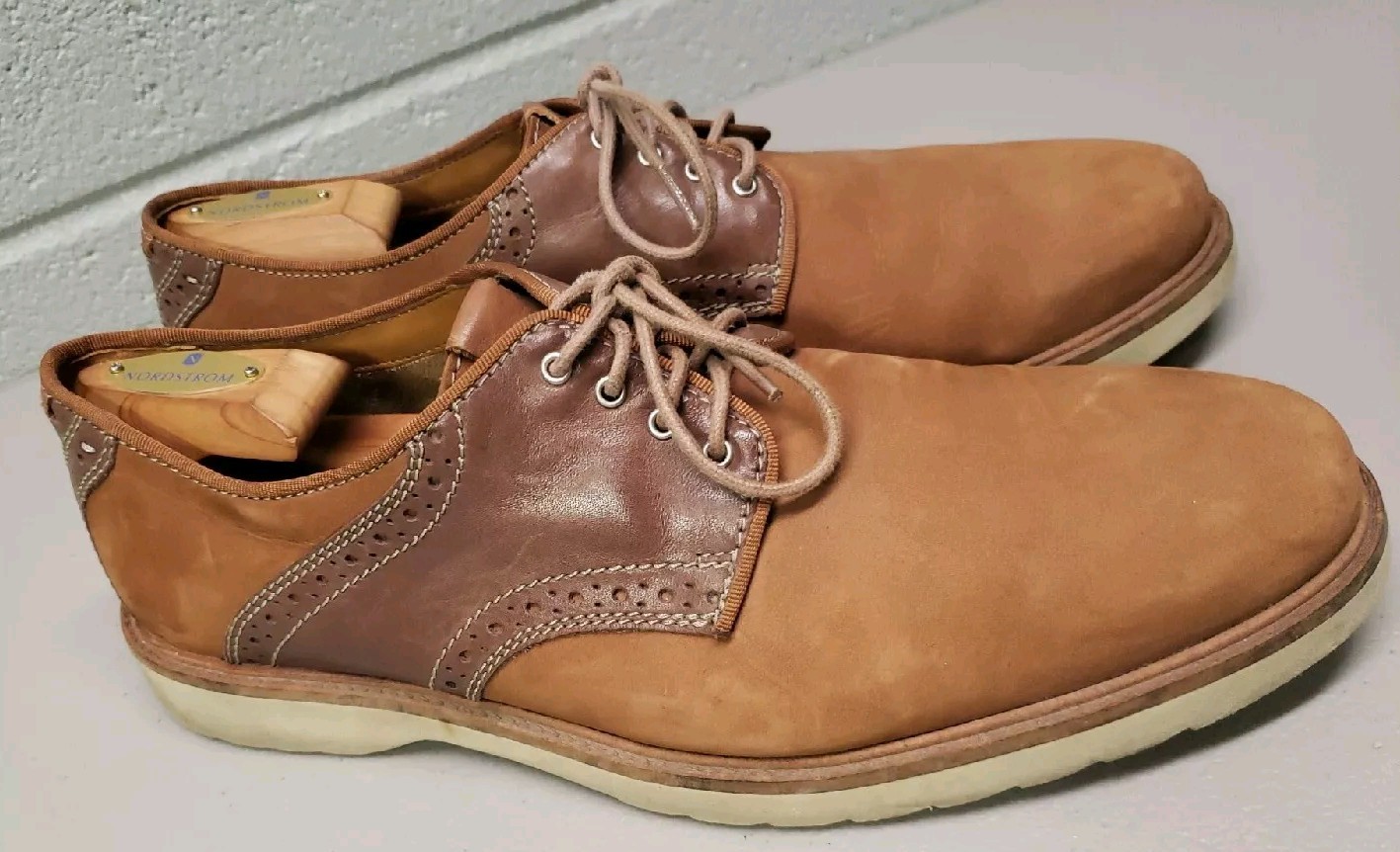 SAOLA Scarpe Oxford Bostonian uomo 10 M pelle scamosciata bicolore marrone leggere