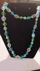 ART DECO URANIUM GLASS CZECH NECKLACE 32" CARVED CLEAR CRYSFAL BEADS GREEN GLASS — photo 7