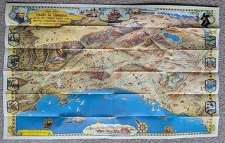 Vintage 1963 So. California Golden Coast Ride the Roads to Romance Pictorial Map