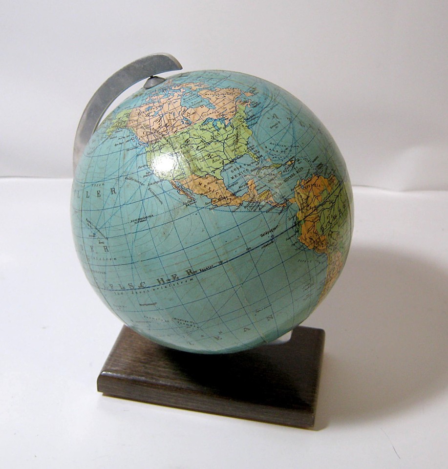 A 1960s West German Columbus Verlag 6-inch globe — Cold War-era cartography frozen in time, with country borders that no longer exist.