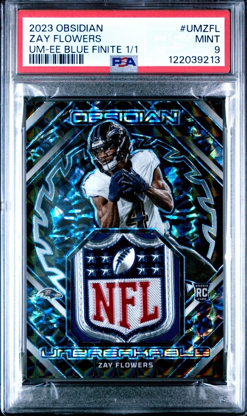 2023 Zay Flowers Obsidian Blue Finite Sheild 1/1 Graded! Rookie