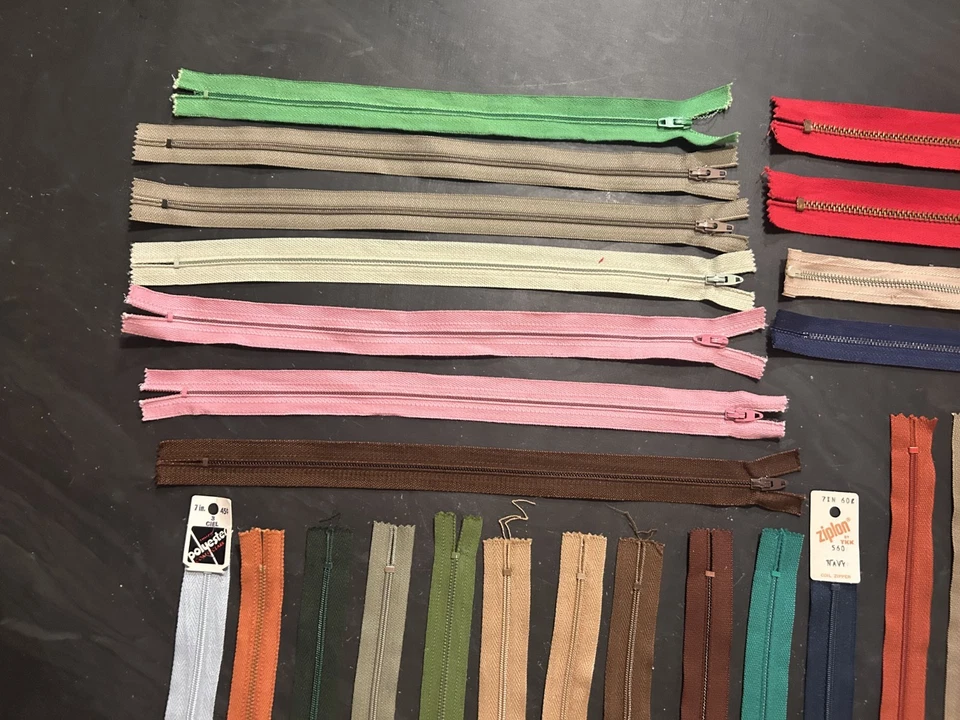 Lote De Colección De 34 Cremalleras De Costura Belding YKK TEE Garra 7" 10" 12" Foto 3 de 4