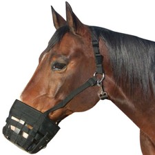 Deluxe Grazing Muzzle with Attached Halter for Horses - Ventilated, Lightweig...