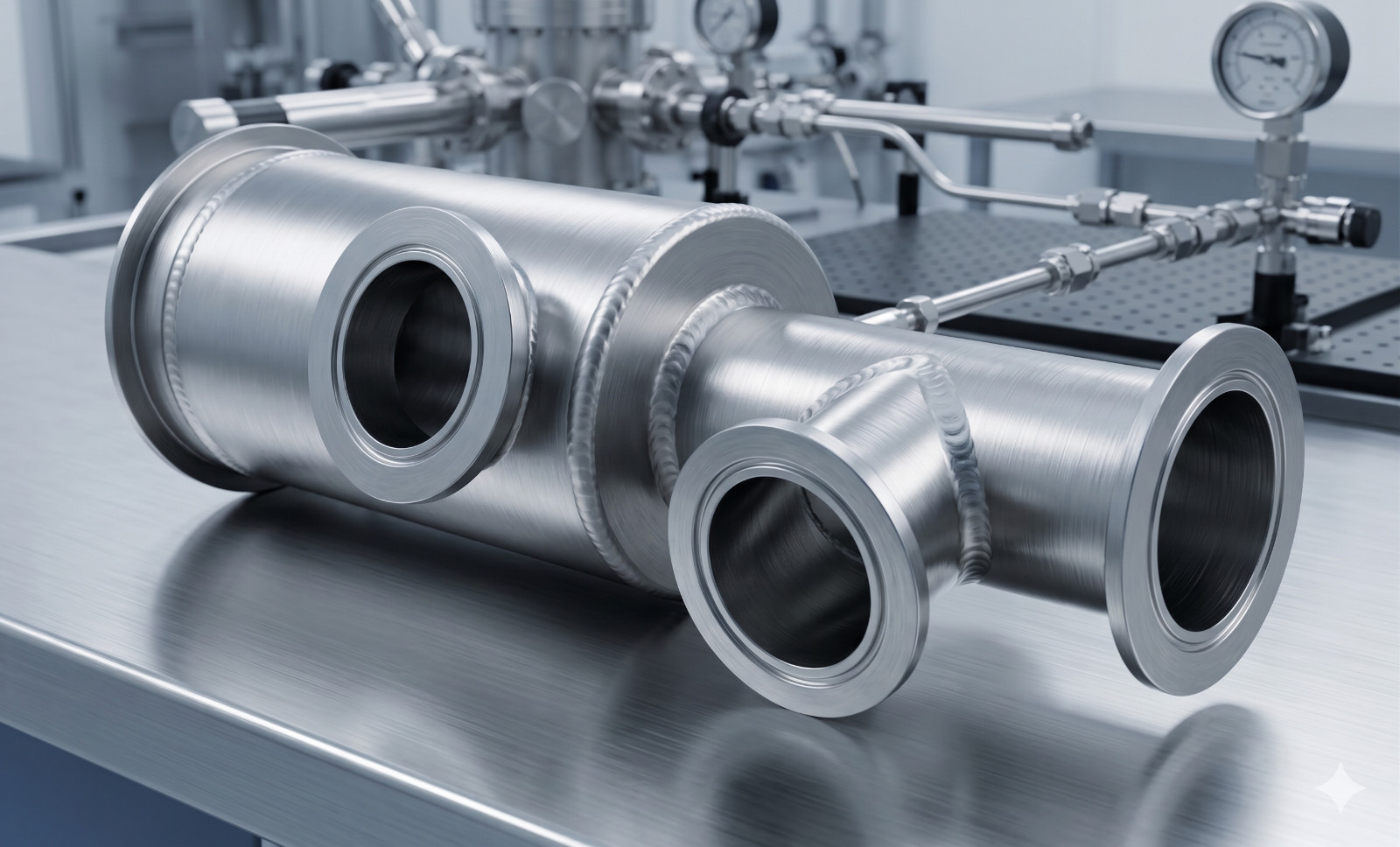 HIGH VACUUM | JIS 100 TO TRIPLE KF50 REDUCER | 304SS | 14" MANIFOLD | CONFLAT
