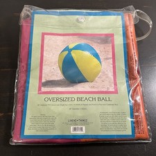 Vtg 48" Oversized Beach Ball Inflatable Glossy Vinyl Hot Pink Orange Retro New