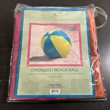 Vtg 48" Oversized Beach Ball Inflatable Glossy Vinyl Hot Pink Orange Retro New