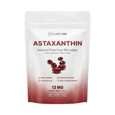 Astaxanthin 12mg Antioxidant Supplement 30 Softgels Natural Microalgae