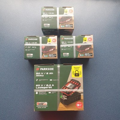   NEU   PARKSIDE 20V 4 X Akku 2 Ah + Ladegerät team 20 V PAP 20 B1 PLG 20 C1 2Ah