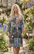 NEW Johnny Was XL 100% Silk Babydoll Mini Dress Shift Tunic Top Lightweight Cool