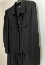 Uniqlo +J Black Dress Thin Material Knee-Length S-M Cap Sleeve Used JAPAN