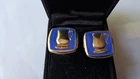 MEN'S GOLD TONE BLUE ENAMEL BEER TANKARD CUFFLINKS,WINDSOR