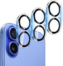 Camera Lens Protector for iPhone 16 and 16 Plus 3 Pack, Tempered Glass, Clear