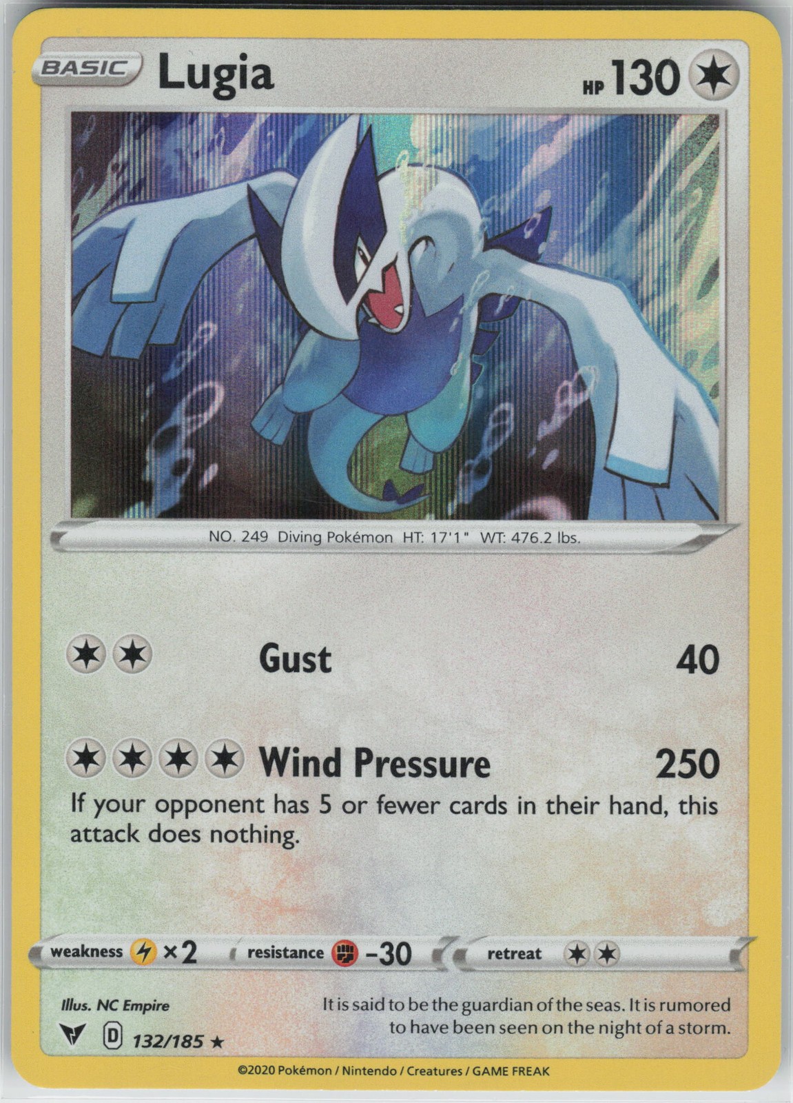 Lugia Holo Rare SWSH04: Vivid Voltage 132/185 NM