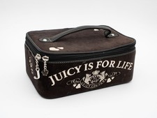 Vintage Y2K Juicy Couture Velour Train Makeup Case: Black  White