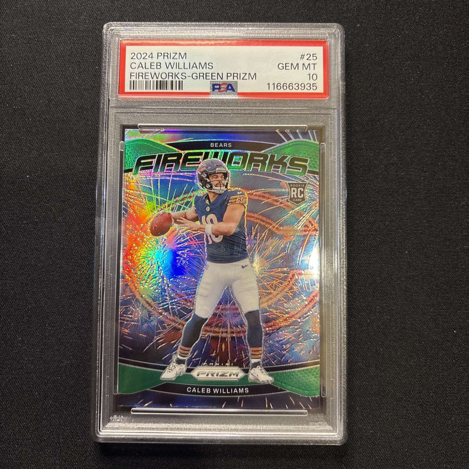 Caleb Williams Panini Prizm Fireworks #25 Green